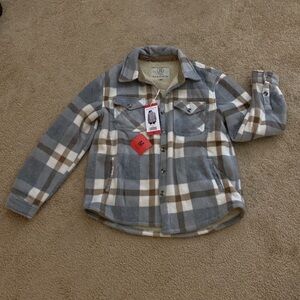 NWT Sage plush jacket  in grey plaid size MEDIUM
